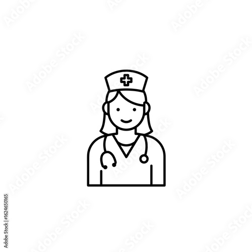 Female nurse vector icon for healthcare professionals and patient care