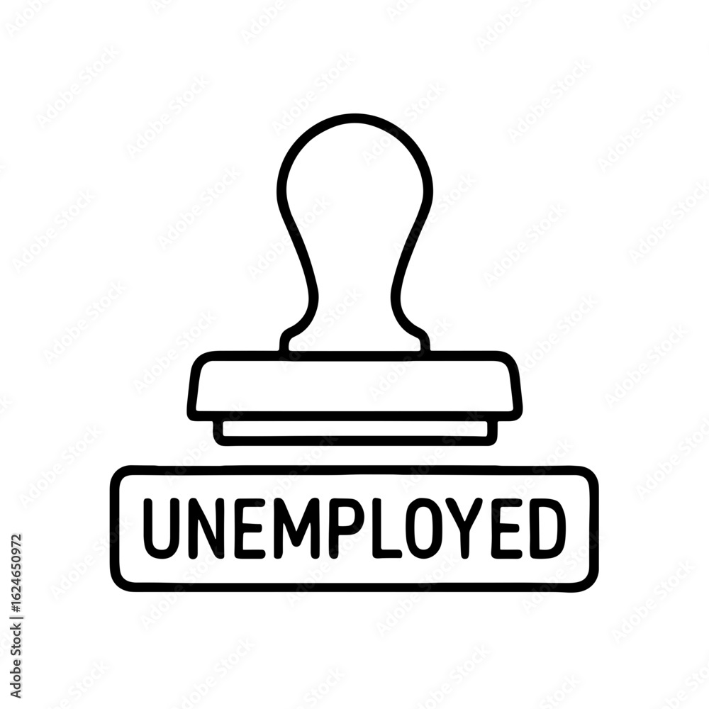Rubber stamp with “Unemployed” text symbolizing job loss and economic hardship (Outline icon) Rubber stamp with “Unemployed” text symbolizing job loss and economic hardship (Outline icon)