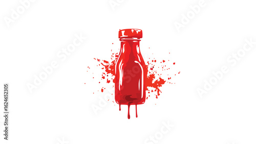 Bold Ketchup Silhouette Vector Icon Logo on White Background