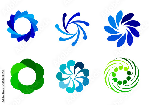 set of abstract flowers and circular designs for a logo or an icon