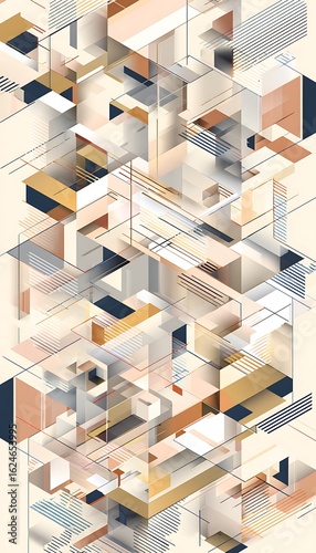 Abstract geometric composition of shapes and lines