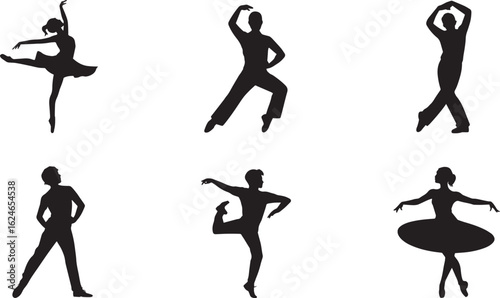 Elegant Ballet Dancer Silhouettes Collection Expressing Movement and Poise on Transparent Background