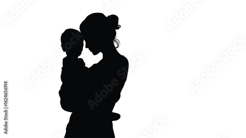 Elegant Mother and Child Silhouette Vector Illustration for Design Projects