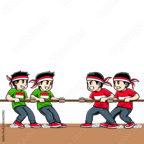 illustration of Indonesian Independence Day tug of war competition