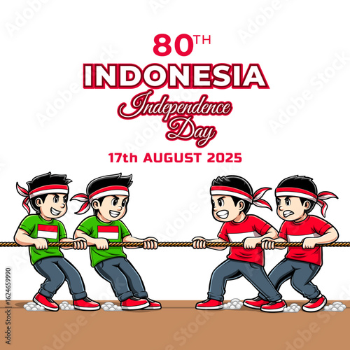 Poster design for tug of war competition on Indonesian Independence Day