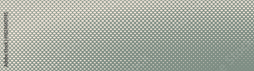Boho scale halftone pattern elliptical faded texture ultra wide 32:9 aspect ratio pale green vector abstract background. Bohemian vintage styled half tone panoramic format fancy graphical abstraction