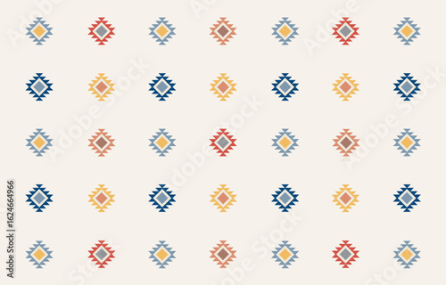 Ethnic tribal colorful background. Seamless tribal pattern, folk embroidery, tradition geometric ornament. Traditional design for fabric, textile, print, rug, paper, carpet