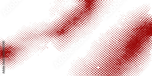 Red and white halftone dots pattern vector design with a dotted green and blue light line shape element decoration