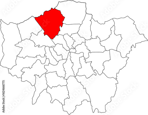 Map of Barnet, London map with Barnet borough highlighted, perfect for infographics, education, editorial and urban planning visual design