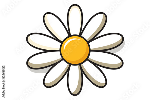 Simple cartoon daisy flower with white petals and yellow center