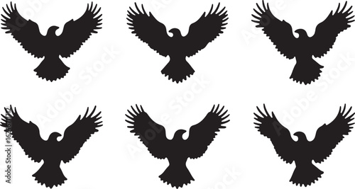 Black Flying Bird Clipart Set