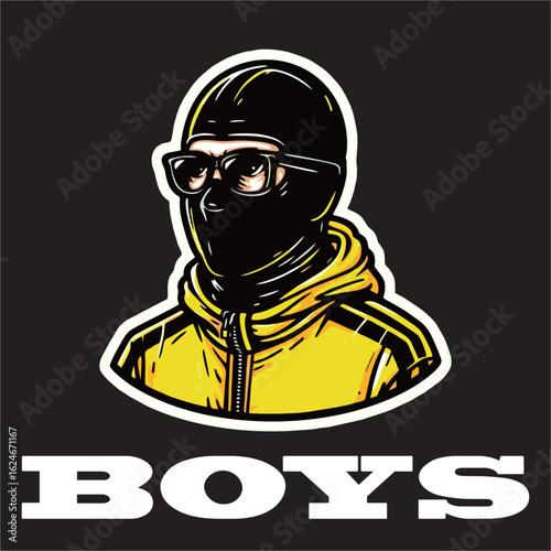 A vector illustration drawing of yellow black ultras hooligan logo