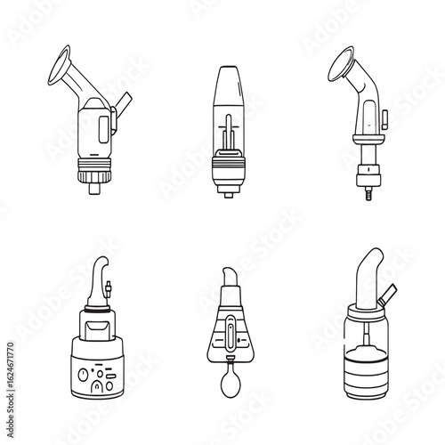 Medical nebulizer machine outline drawing vector illustration.eps