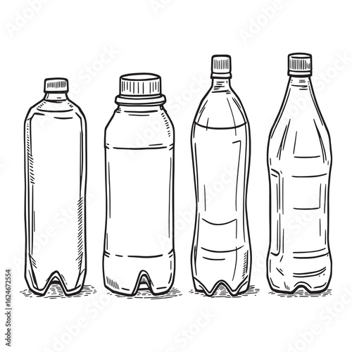 Minimal plastic bottle vector outline for packaging design.eps