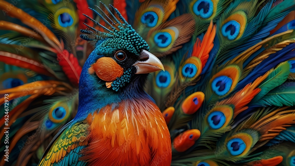Fototapeta premium peacock feather close up