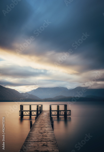 Canvas Print Peer at lake Te Anau in New Zealand