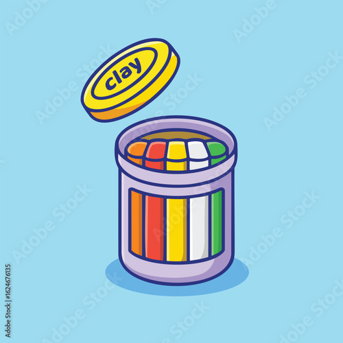 Clay Set - Colorful Plasticine Jar Illustration


