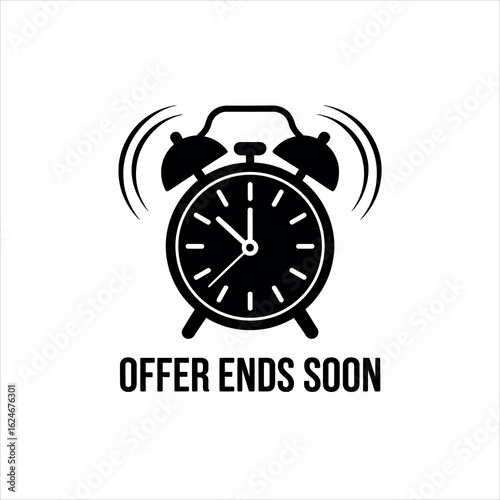 Alarm clock ringing with offer ends soon text time