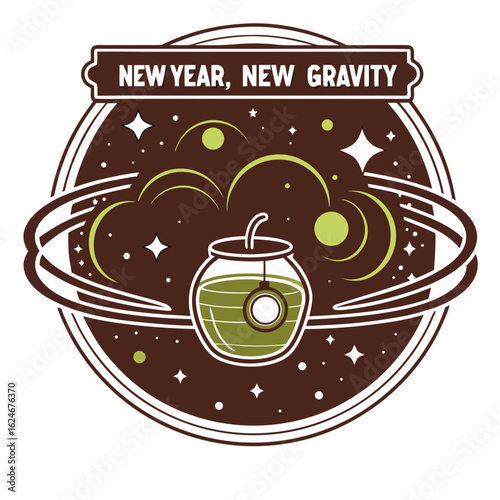 New Year, New Gravity graphic design in cosmic colors