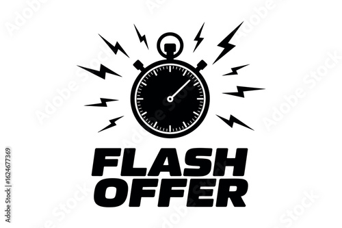 Black stopwatch with lightning bolts and flash offer text