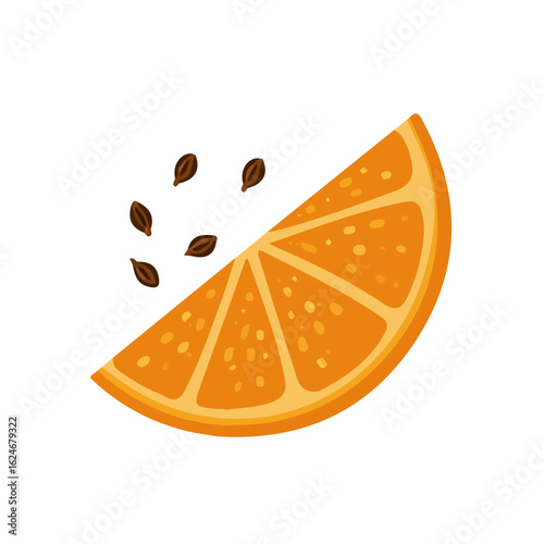 An illustration flat 2D icon dried orange slice and cloves_ illustration, vector clipart isolated on a transparent background — clean animation-style design, created by me, EPS format, icon set