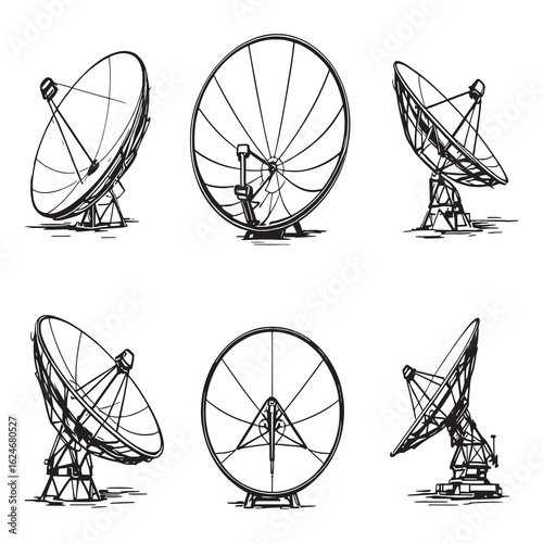 modern satellite dishes outline vector illustration design.eps