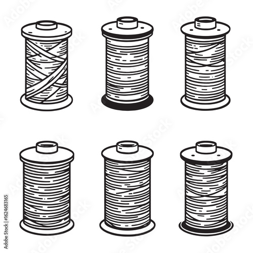 nylonthreadspoolclearlineartvectorillustration.eps