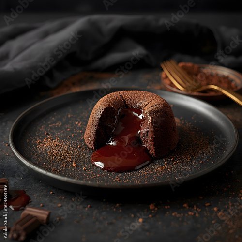 Fine Dining Dessert Plate A single chocolava cake plated like a 5-star restaurant dish