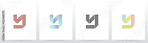 Retro Parallel Lines Letter Initial Alphabet Logo Design Y