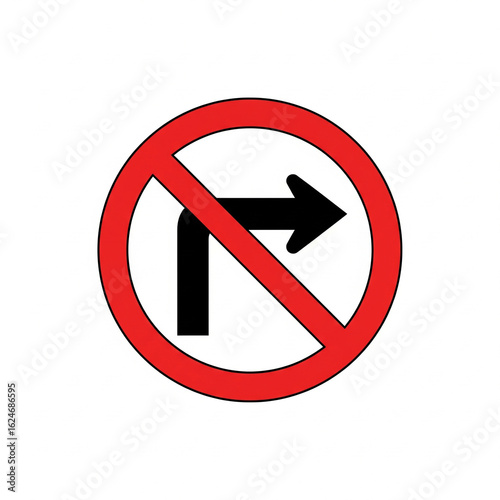 Free Download No Right Turn: A concise visual guide to traffic safety, the bold prohibition sign with its clear red circle and diagonal slash immediately warns drivers to not proceed with a right turn.  - GFXLoad