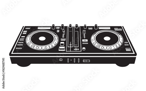 DJ Mixer Deck Silhouette Vector  Turntable Console Music Equipment Art