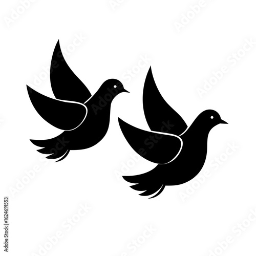 Black pigeons silhouette stock illustration