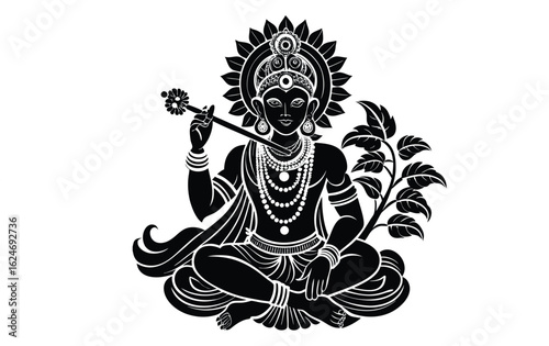 Lord Krishna vector silhouette