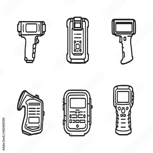 simple line art drawing of stud finder device.eps