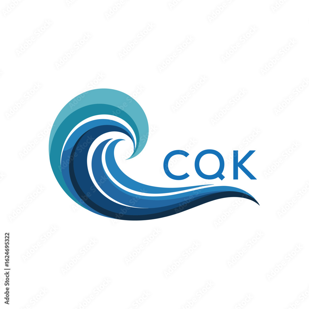Obraz premium CQK Abstract Wave Logo with Blue Gradient and Modern Typography, CQK Later Logo, Creative Ocean Wave Logo Design with CQK Text. 