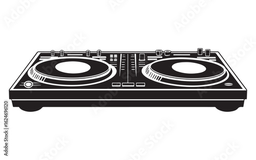 DJ Mixer Deck Silhouette Vector  Turntable Console Music Equipment Art