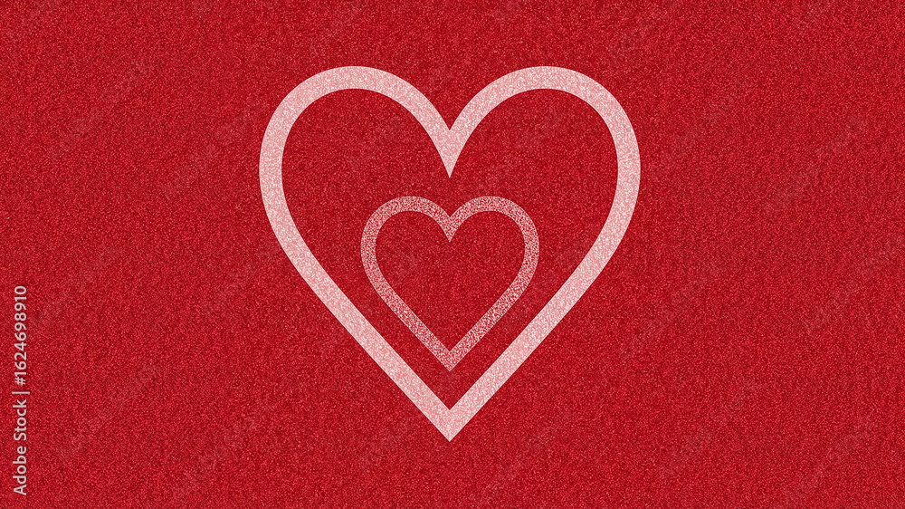 Pink heart shape on red glittering background representing love and affection Pink heart shape on red glittering background representing love and affection