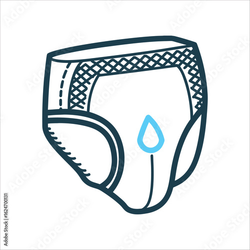 Incontinence Brief Icon with Blue Drop Incontinence Care Protective brief drop icon