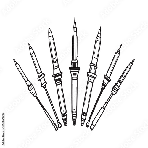 Soldering iron tool for electronic circuit repair illustration.eps