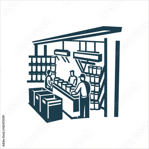 Bulk Product Manufacturing Line Illustration Bulk Products Scaling