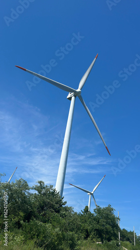 Wind power generator in Yeongdeok Wind Power Plant, Yeongdeok-gun, South Korea.