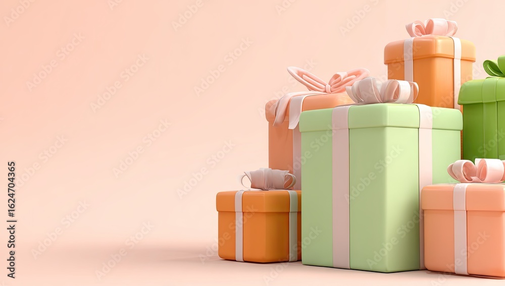Obraz premium Stack of gift boxes in pastel colors.