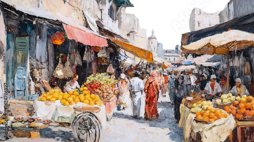 Busy Market Painting