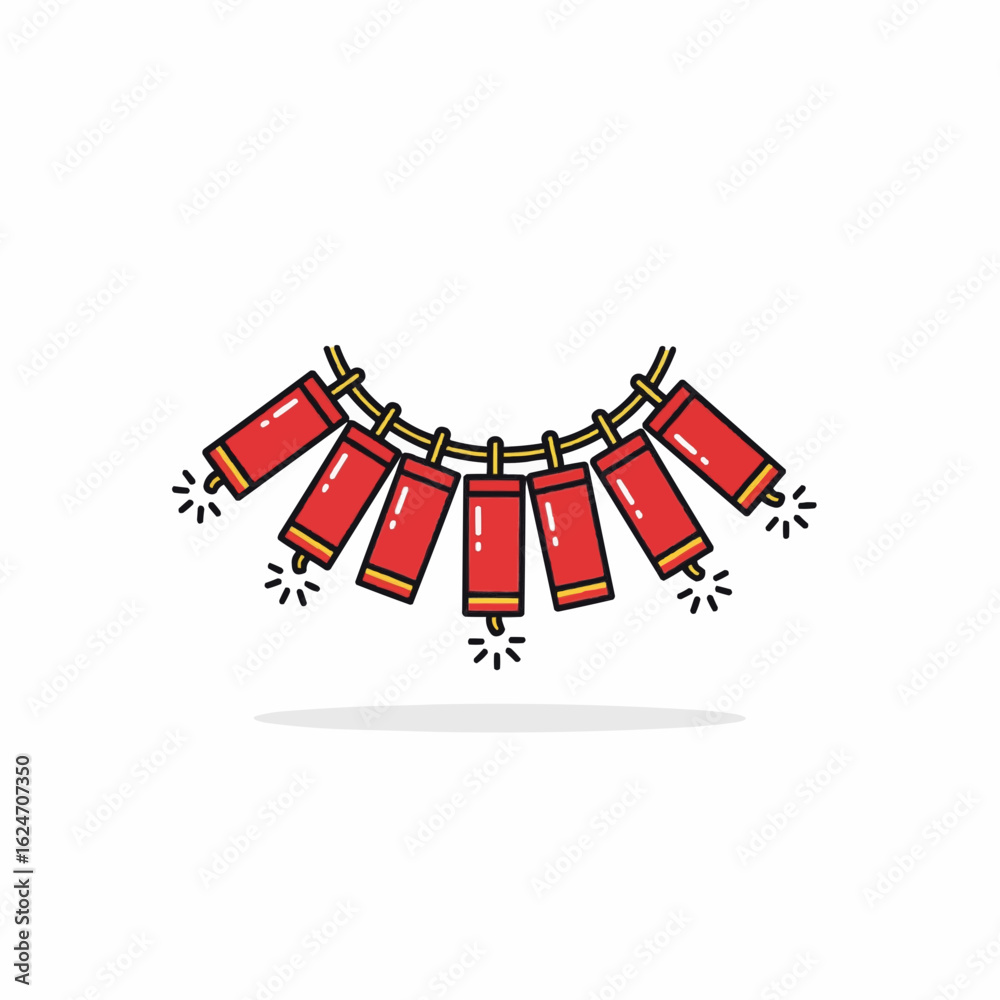 Obraz premium Chinese Firecrackers Icon – Flat Style