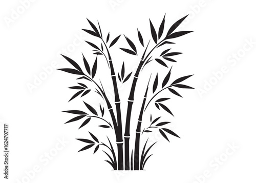 Wallpaper Mural bamboo with leaves logo silhouette vector, bamboo tree illustration design vector, silhouette of bamboo plants, bamboo stems with leaves logo vector silhouette on white background Torontodigital.ca