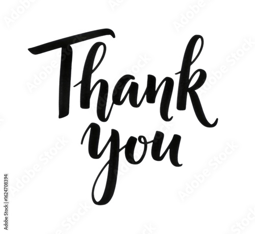 Thank you calligraphy design cutout isolated on transparent bg, png