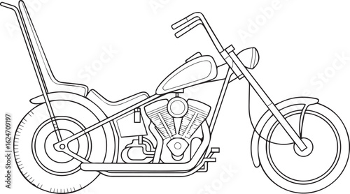 custom cruiser motorcycle black white vector art scalable editable outline design for posters stickers tshirts branding