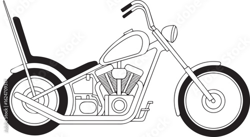 resolution vintage moto line drawing vector showcasing detailed engine wheels handlebars ideal for automotive lifestyle media