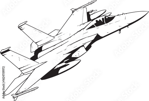 editable aviation vector clipart showing sleek fighter plane in flight ideal for posters logos apps and web design