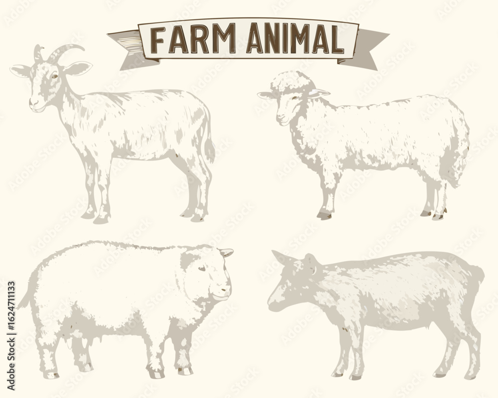 Fototapeta premium farm animals collection vector